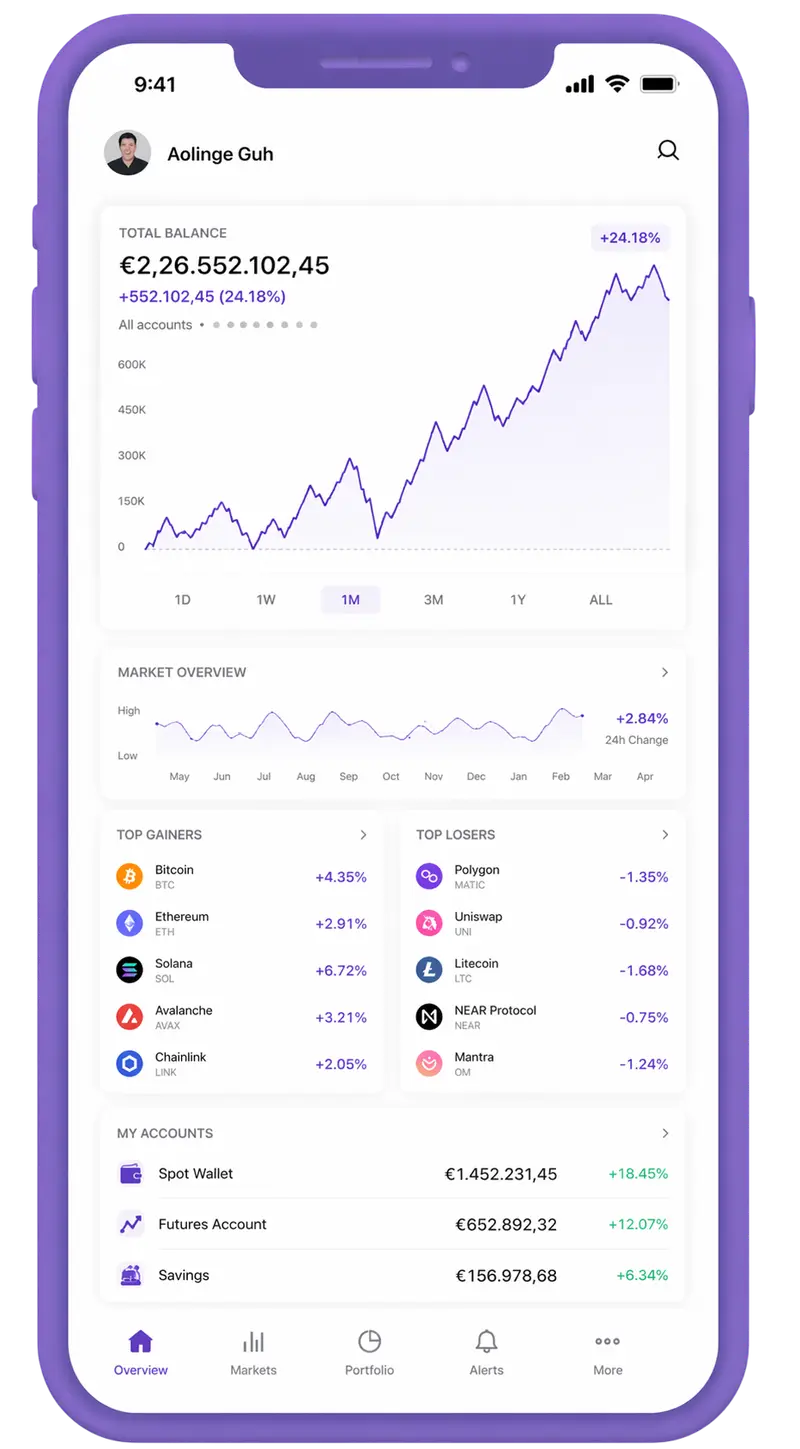 Reef Patristead mobile app showing portfolio overview